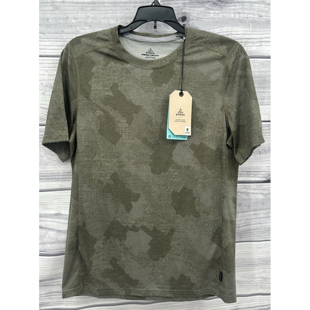 PRANA PROSPECT HEIGHTS GRAPHIC CAMO SHORT‎ SLEEVE PERFORMANCE SHIRT Mens Size XS